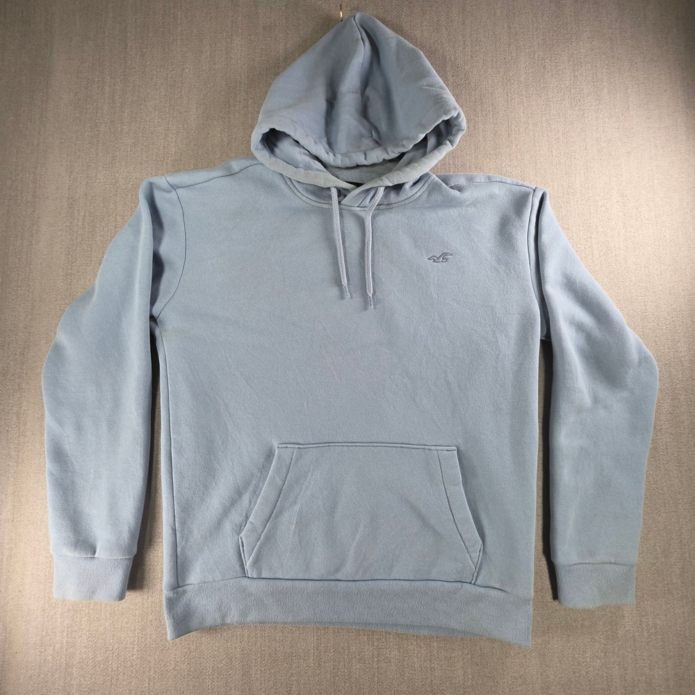 Hollister Hoodie‎ Mens Large Blue Embroidered Logo Fleece Pullover